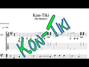 Kon-Tiki PlayAlong TABS Trainer Learn the Shadows Classic, Scrolling notes PDF/GP file free download