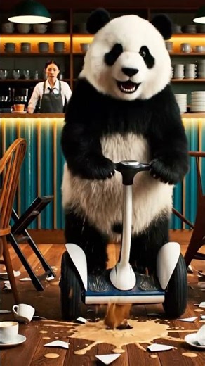 Panda on Segway Crashes Into Café | Funny Table Knockover | Nebula Shots