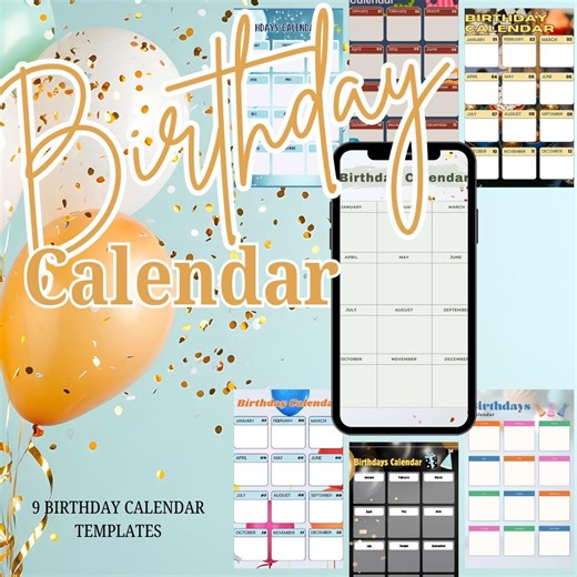 Birthday Calendar Printable | Editable Birthday Tracker | PDF & PNG Instant Download - Etsy