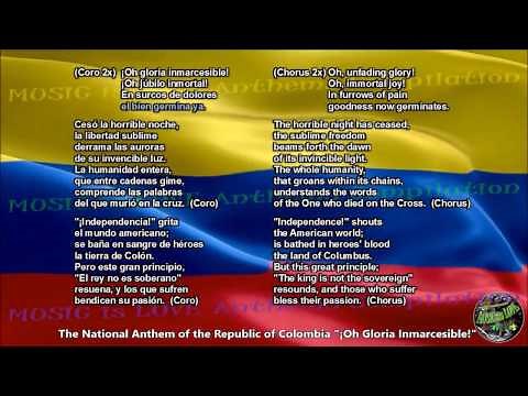 Colombia National Anthem with music, vocal and lyrics Spanish w/English Translation