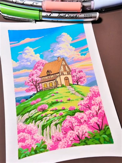 Hand-Painted Mountain Flowers Using Acrylic Markers