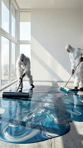 THIS Double-Color Blue Epoxy Flooring is Absolutely INSANE 💙 #epoxyfloor #viral #shorts #ai
