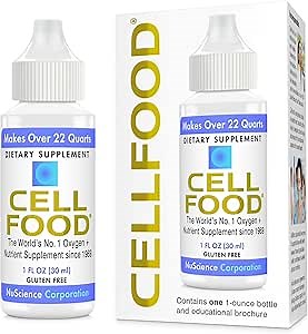 Cellfood Oxygen Boost, 1 fl oz - Liquid Oxygen Supplement for Lymphatic Drainage, Altitude Sickness, Jet Lag, Fatigue, Headaches, Hangovers & Energy - Gluten Free, Cert. Kosher - Makes Over 22 Quarts