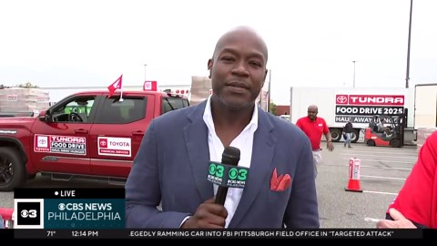 Convoy of Toyota Tundras loaded with food arrive for 16th annual Toyota Tundra Food Drive