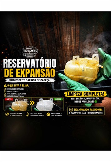 🚗✨ Reservatório de expansão sujo? Isso pode ser um sinal de que o sistema de arrefecimento precisa de atenção! Com o tempo, resíduos de ferrugem, aditivos vencidos, água de baixa qualidade e a falta de manutenção fazem o reservatório acumular sujeira e perder sua eficiência. Nesta limpeza, removemos toda a contaminação, devolvendo a transparência e ajudando a manter o sistema de arrefecimento trabalhando da forma correta. Além de melhorar a aparência, uma manutenção preventiva contribui para au