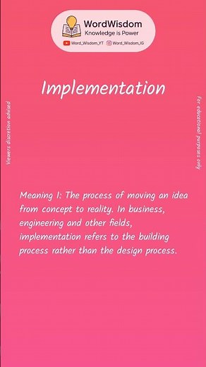What does "Implementation" mean? | English vocabulary shorts | #implementation #wordwisdom