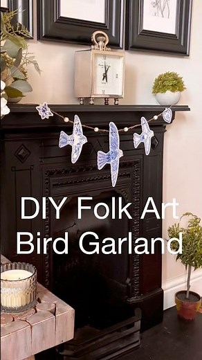 DIY Folk Art Bird Garland #craftideas #handmade #papercraft #freetemplate