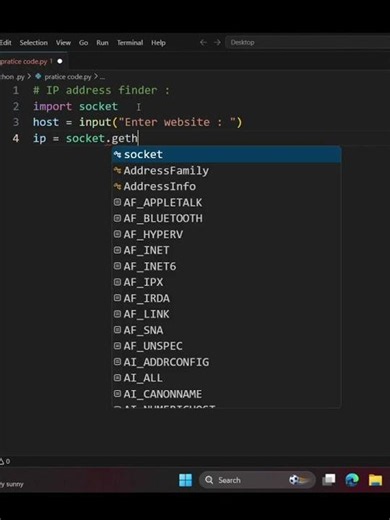 IP address finder in python #shorts #coding
