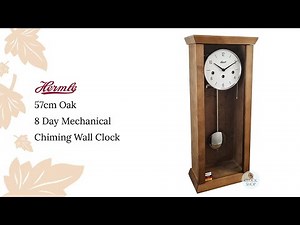 57cm Oak 8 Day Mechanical Chiming Wall Clock By HERMLE