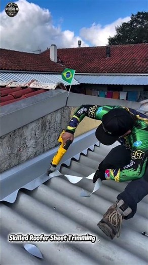 Precision Metal Roof Cutting Process ✂️🏠 #Roofing #Construction #Shorts