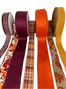 Fall Ribbon Bundle – Autumn Plaid, Leaf Print Wired Ribbons - Etsy