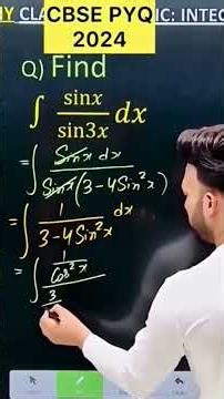 Q) Integration ∫ sin x / sin 3x dx#cbse #maths #cbse2026 #cbse2024 #cbse2026 #integrationclass12