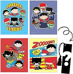 TRENDYPRINT DC Comics – Chibi Wall Art – UNFRAMED Set of 4 – Includes a Collectible Superhero Bookmark! TP08100993USBMP999