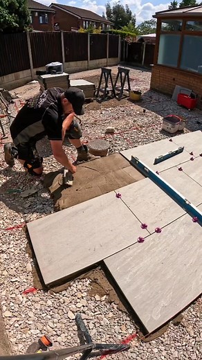 Laying the perfect Tile ⚒️⚒️ #landscaping #patio #work #paving #garden #install #howto #tips #diy #fyp | LNC Landscapes and Paving