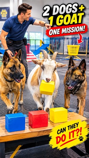 2 Dogs + 1 Goat Got ONE Command… 😱🐕🐕🐐 #shorts #animals #animalintelligence #smartgoals