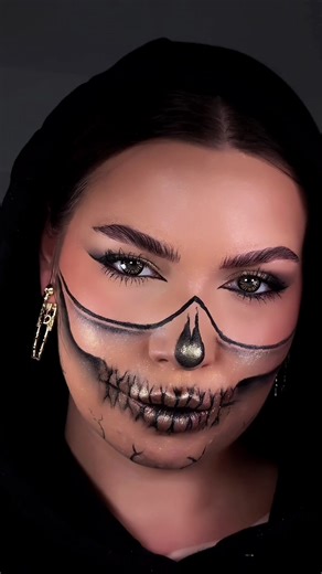 Glam Half Skull Mask Makeup Tutorial