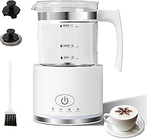 Electric Milk Frother, 4 in 1 Milk Frother and Steamer, Milk Steamer,16.9OZ/500ml Automatic Warm and Cold Foam Maker for Coffee,Latte, Cappuccino, Macchiato, Hot Chocolate, Dishwasher Safe (White)