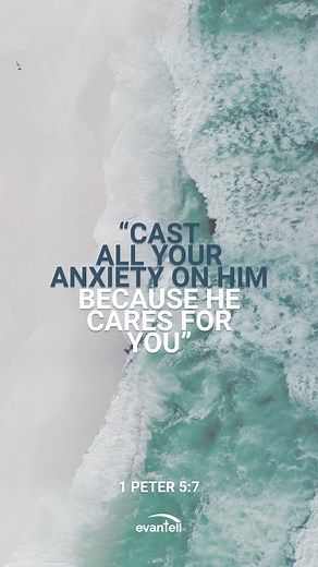 What is making you anxious today? Take a deep breath, and read this verse today. You can cast your anxieties on Jesus. He is caring for you today :) | EvanTell