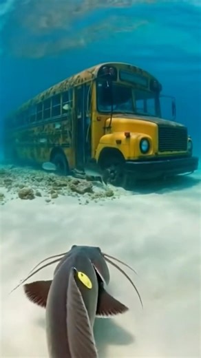 Predatory Fish with a GoPro Explores a Sunken School Bus #GoProPOV #schoolbus