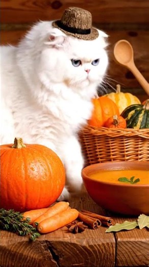 A Persian Cat is Cooking Mixed Roasted Vegetables