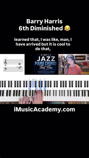 Barry Harris 6th to Diminished #piano #jazz #jazzpiano #imusicacademy
