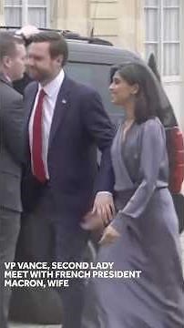 VP JD Vance, Second Lady Usha Vance welcomed by French President Emmanuel Macron, wife Brigitte