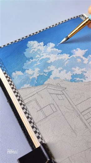 Sky tutorial ☁️🖌️ #shorts #shortsfeed #blueskyart #skyart #gouachepainting #AnimeArt #aysusartempire