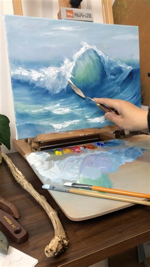 How to Paint Ocean Waves with a Palette Knife #art #painting #drawing #tutorial #oilpainting #ocean