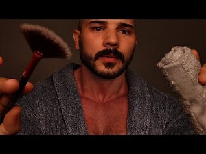 ASMR Realistic Face Treatment for Sleep 💆🏻‍♂️ Massage - Brushing - Tracing (Dark Screen ASMR)