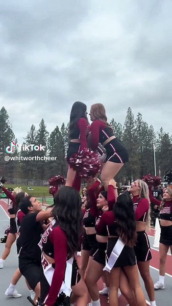 Mentally at playoffs this weekend 🧘‍♀️☁️ #cheer #collegecheer #pyramid #collegelife #stunt