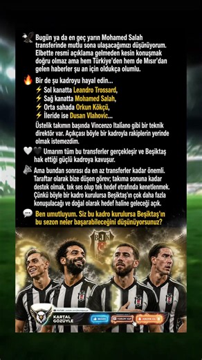 🔥 Trossard, Salah, Orkun, Vlahovic… Böyle Bir Kadro Hayal Edin! #beşiktaş