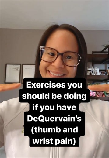 These exercises are an important part of recovering from your DeQuervain’s! ✨First, don’t forget to SAVE this for later/SHARE this with another/FOLLOW us for more tips! ✨ They are called ACTIVE RANGE OF MOTION EXERCISES! When we hurt, we don’t want to move that body part because we fear it will hurt more. And true, we need to rest the injury, but if we completely not move the injured body part then we can end up with more stiffness AND THAT CAN LEAD TO MORE PAIN! Not to mention additional proble