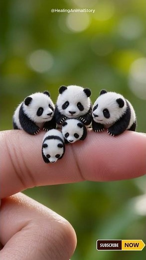 Tiny Panda Family Playing on a Finger 🐼💕 Cutest Mini Pandas Ever! #healinganimals #cuteanimals