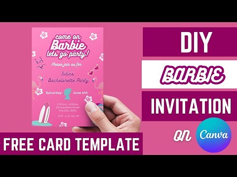 DIY BARBIE-THEMED INVITATION ON CANVA TUTORIAL - GET FREE CANVA TEMPLATE - LINK IN DESCRIPTION