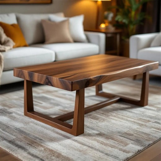 Walnut Coffee Table, Log Coffee Table, Modern Wooden Coffee Table, Living Room Furniture - Etsy