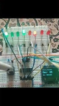 Binary Decoder with Shift Register 8 LEDs count to 43