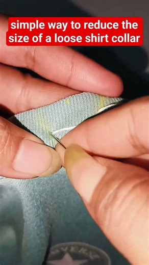 simple way to reduce the size of a loose shirt collar #diy #shorts