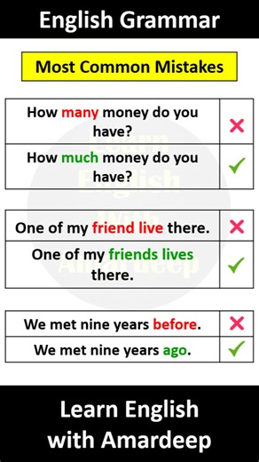 Most Common Mistakes 🔥 #englishgrammar #learnenglishwithamardeep #english #grammar #mostcommonmistakes | Learn English with Amardeep