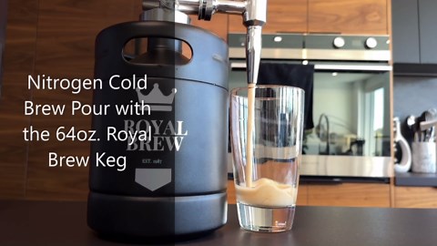The Original Royal Brew Nitro Cold Brew Coffee Maker - Gift for Coffee Lovers - 64 oz Home Keg, Nitrogen Gas System Coffee Dispenser Kit