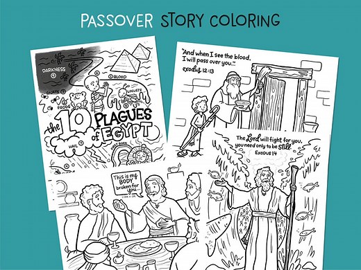 Passover Story Printable Coloring Pages | the Exodus, Moses, Jesus, the Last Supper, Christian, Jewish, Celebration, Homeschool Resource - Etsy