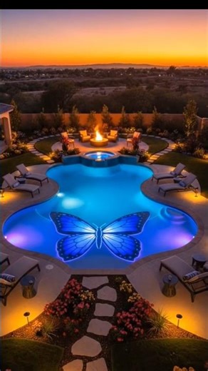 I Built a Giant Butterfly Swimming Pool in My Garden #shorts