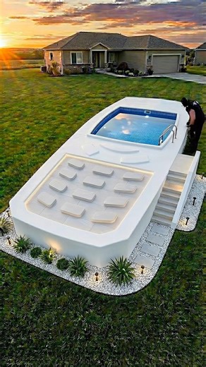 I built a GIANT retro phone pool in my backyard! 📱💦