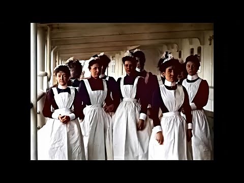 [4k, 60fps, colorized] (1901) RMS Lucania, the first "wireless" ocean liner, leaves for America.