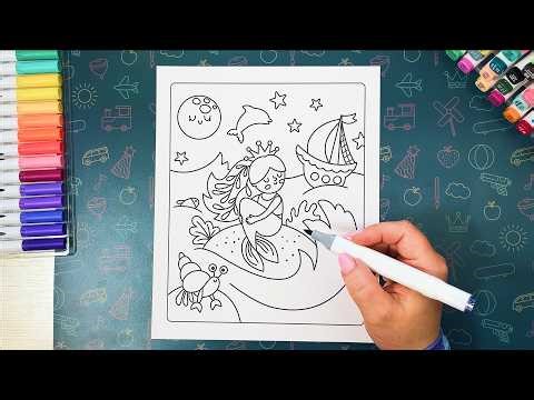 Night Mermaid Coloring 🧜‍♀️ | Relaxing Slow Coloring 🌙 #coloring #sleep