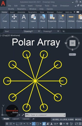 Polar Array #autocad #tutorial
