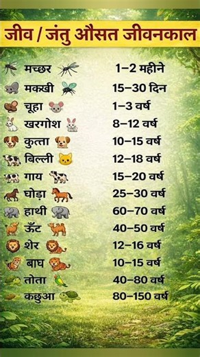 जानवरों की औसत उम्र | Animal Lifespan In Hindi #shorts