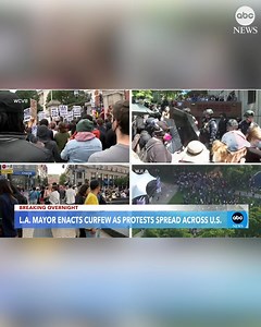 196K views · 2.3K reactions | BREAKING OVERNIGHT: Los Angeles Mayor Karen Bass issued a curfew for downtown Los Angeles that could last several nights, hoping it will stop vandalism and looting of businesses as protests continue in the city. ABC News' Matt Gutman has the latest. https://abcnews.link/4tzwqeI | ABC News | Facebook