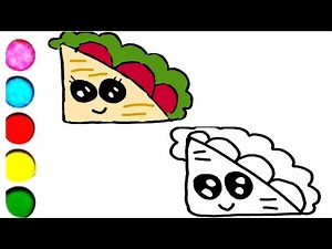 How to Draw a easy sandwich step by step for kids & Toddlers | cute sandwich drawing