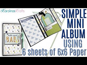 Baby Boy Mini Album Brag Book TUTORIAL w/ 6x6 paper, ScrapYourStash series, Baby Album Making Ideas