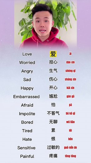 Chinese Vocabulary For Emotion & Feelings #Love #worried #angry #sad #happy #embarassed #a | Teacher Jacky
